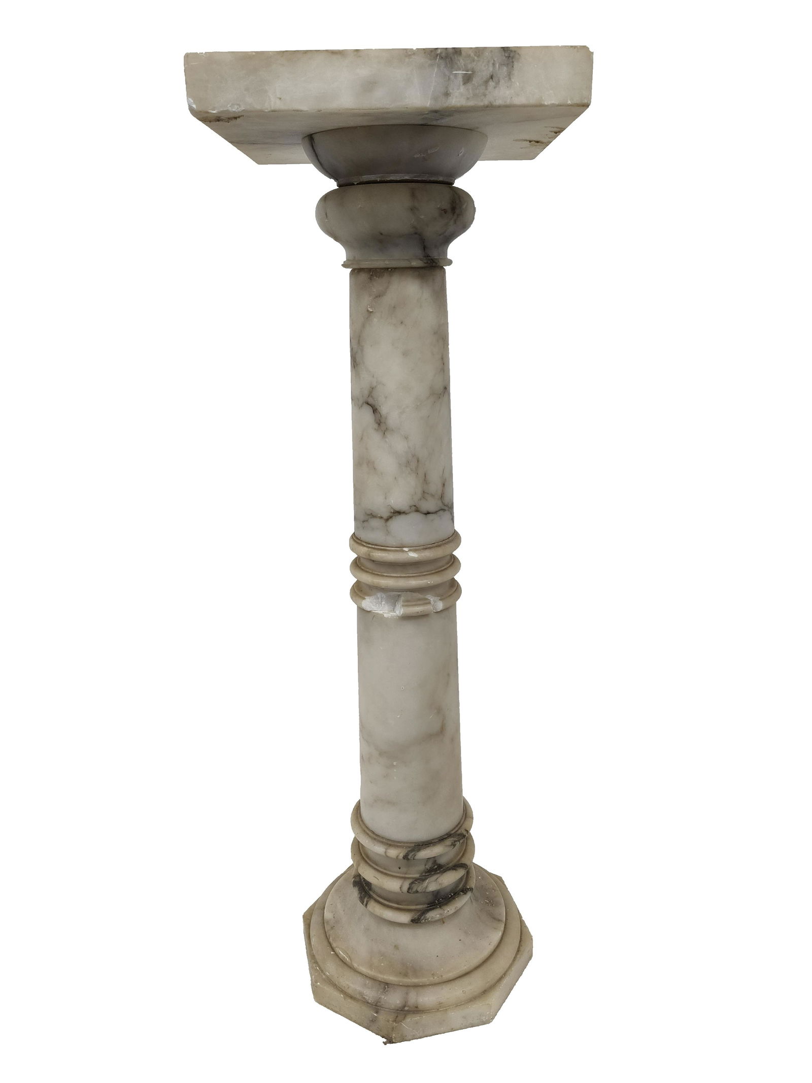 Italian Caved White Alabaster Pedestal Column (1 of 7)