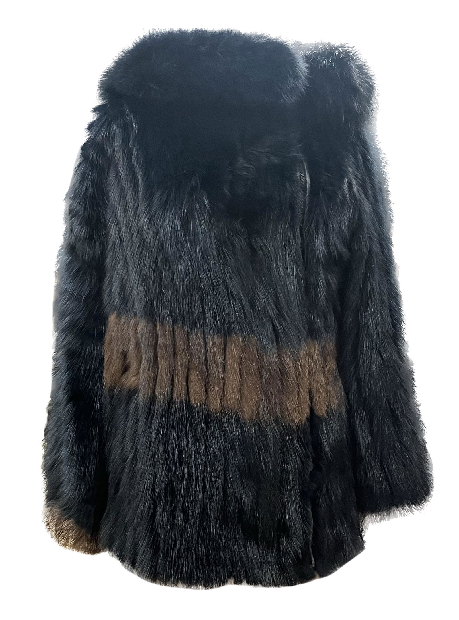 Ladies Fur Jacket with Stripe (1 of 6)