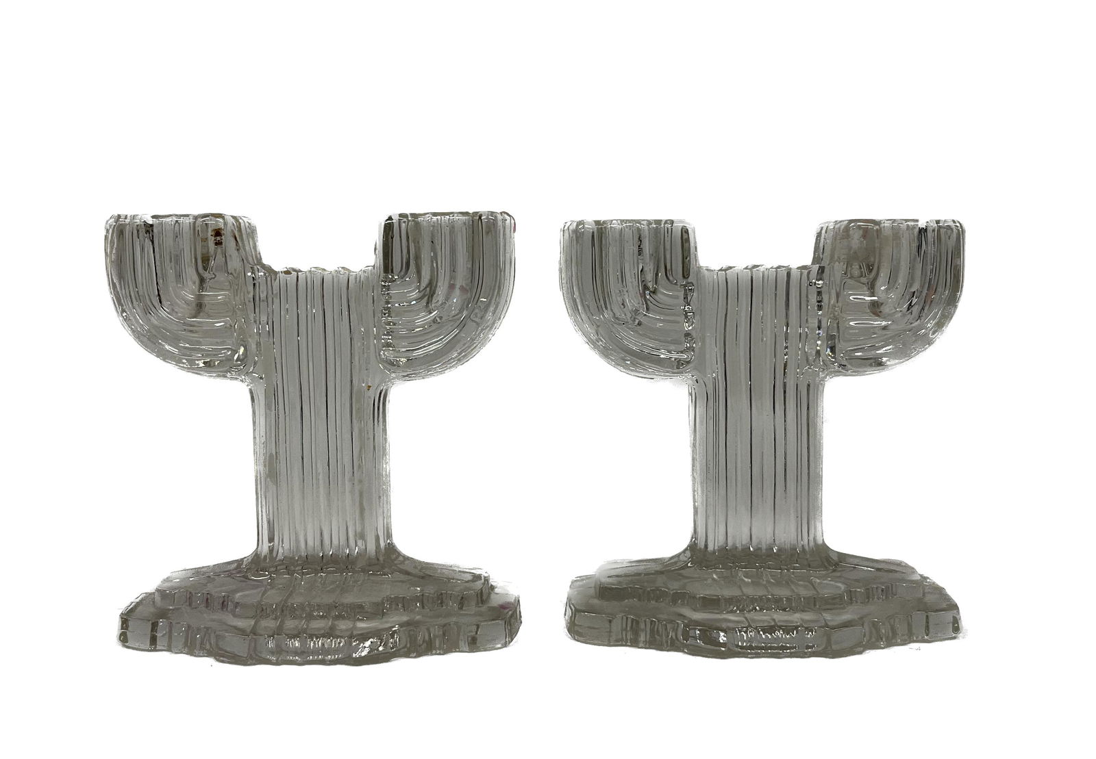 Art Deco Cactus Glass Candlestick Pair (1 of 4)