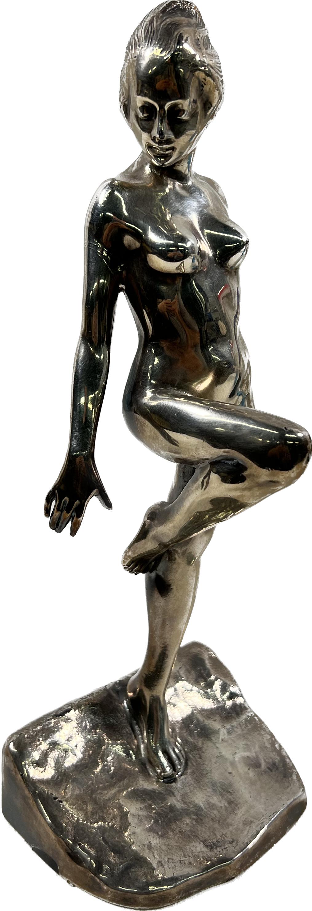 Chrome Frankart Art Deco Nude Dancer Sculpture: Chrome Frankart Art Deco Nude Pin up Girl Dancer Sculpture Figurine circa 1930's Dimension 11" x 4" x 3" Pre-owned Condition Please Refer To Photos Out Of New York City Estate