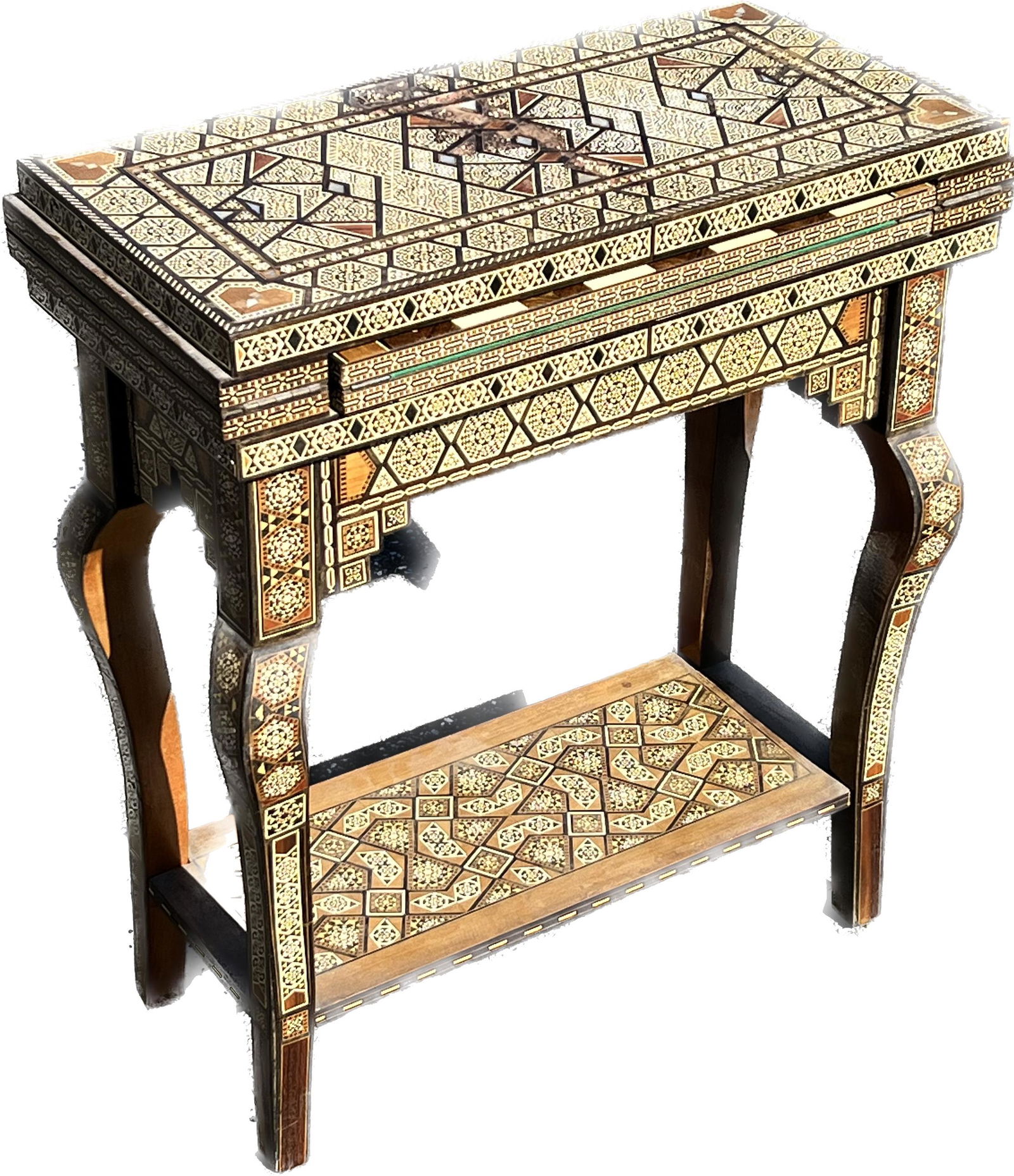 Antique Syrian Inlaid Parquetry Game Table (1 of 9)