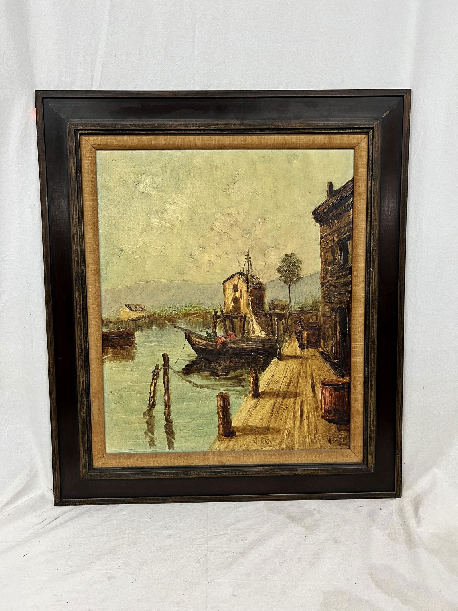 A Parisi Oil on Canvas Marina Scene (1 of 11)