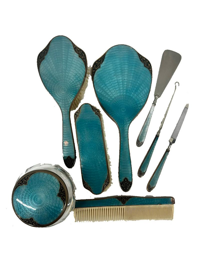 Art Deco 1920 Enamel Vanity Dresser Set (1 of 7)