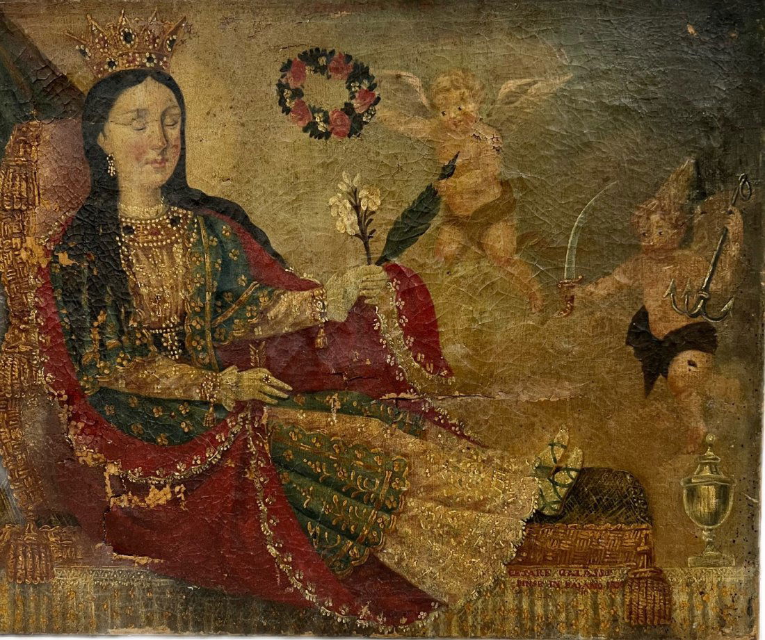 Antique 1836 Oil on Canvas Signed (1 of 17)