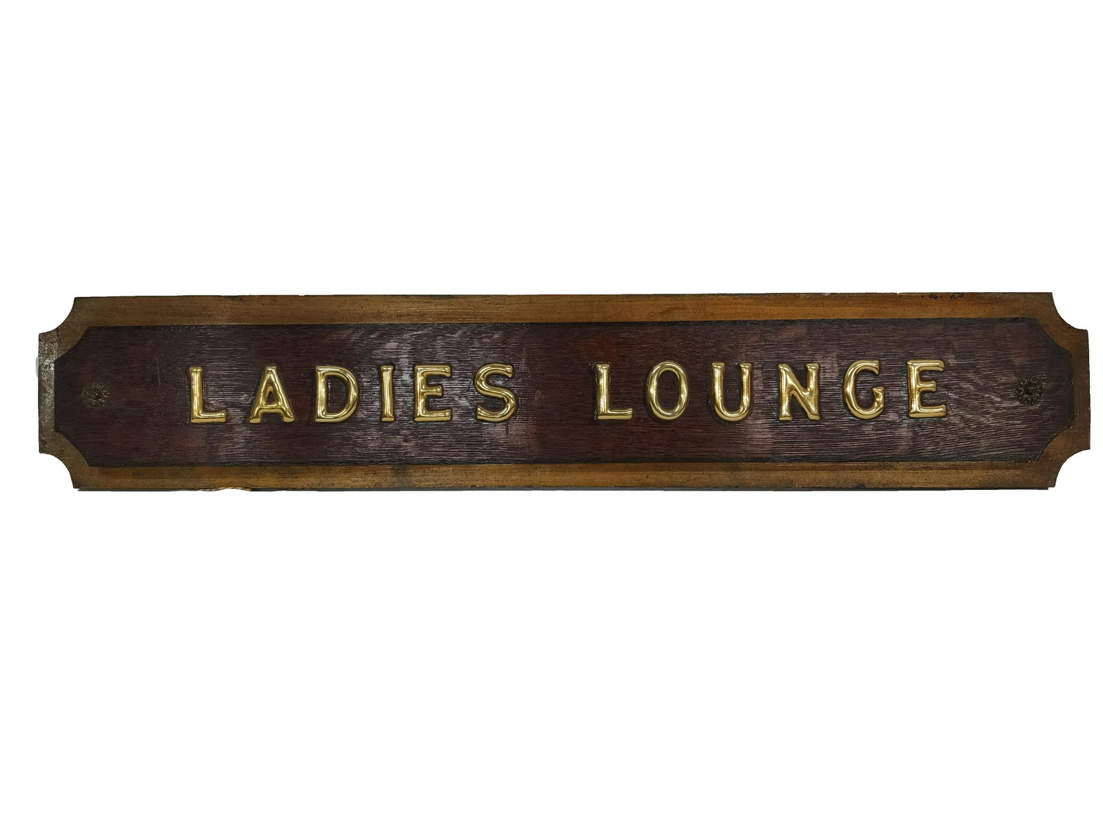 Ladies Lounge Wooden Sign Gold Leaf: Vintage Ladies Lounge Wooden Sign with 22k Gold Leaf Hand Painted Brass Letters Dimensions 39"L x 7"W Pre-Owned Good Condition Please Refer to Photos Out of New York City Estate