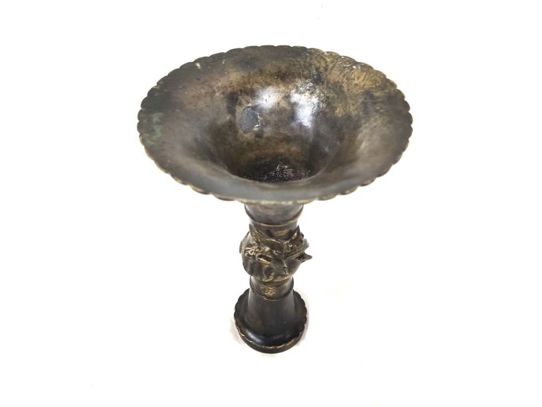 19th c. Chinese Bronze Vase w/ Fu Dog (1 of 5)