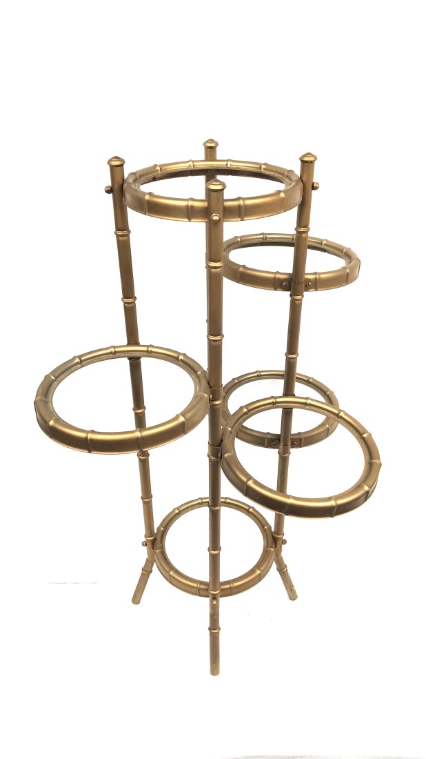 Josan NY 6-Tier Brass Glass Faux Bamboo Plant Stand (1 of 7)