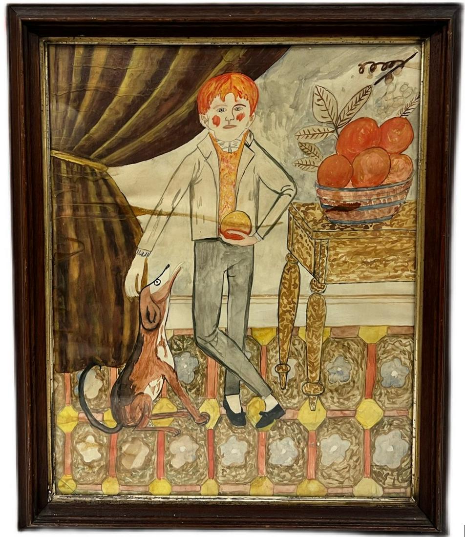 Watercolor Dog Boy and Bacci Ball Painting (1 of 12)