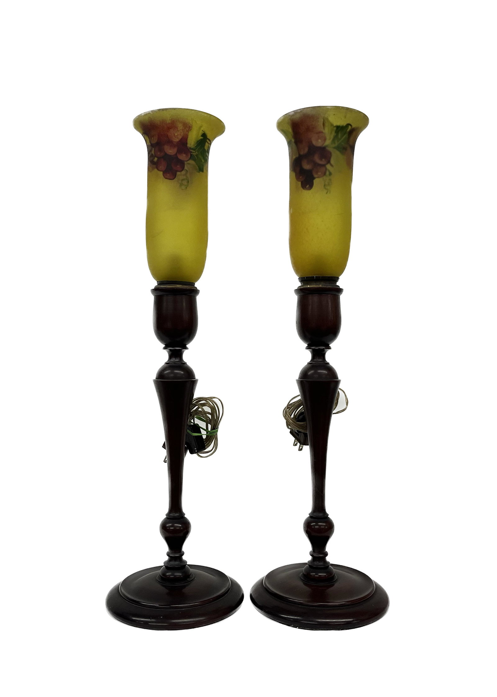 18th/19th c.Wood Candlestick Pr. Huricane Lamp (1 of 8)