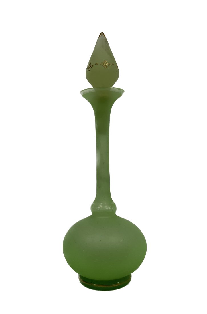 French Uranium Glass Perfume Bottle & Stopper (1 of 4)