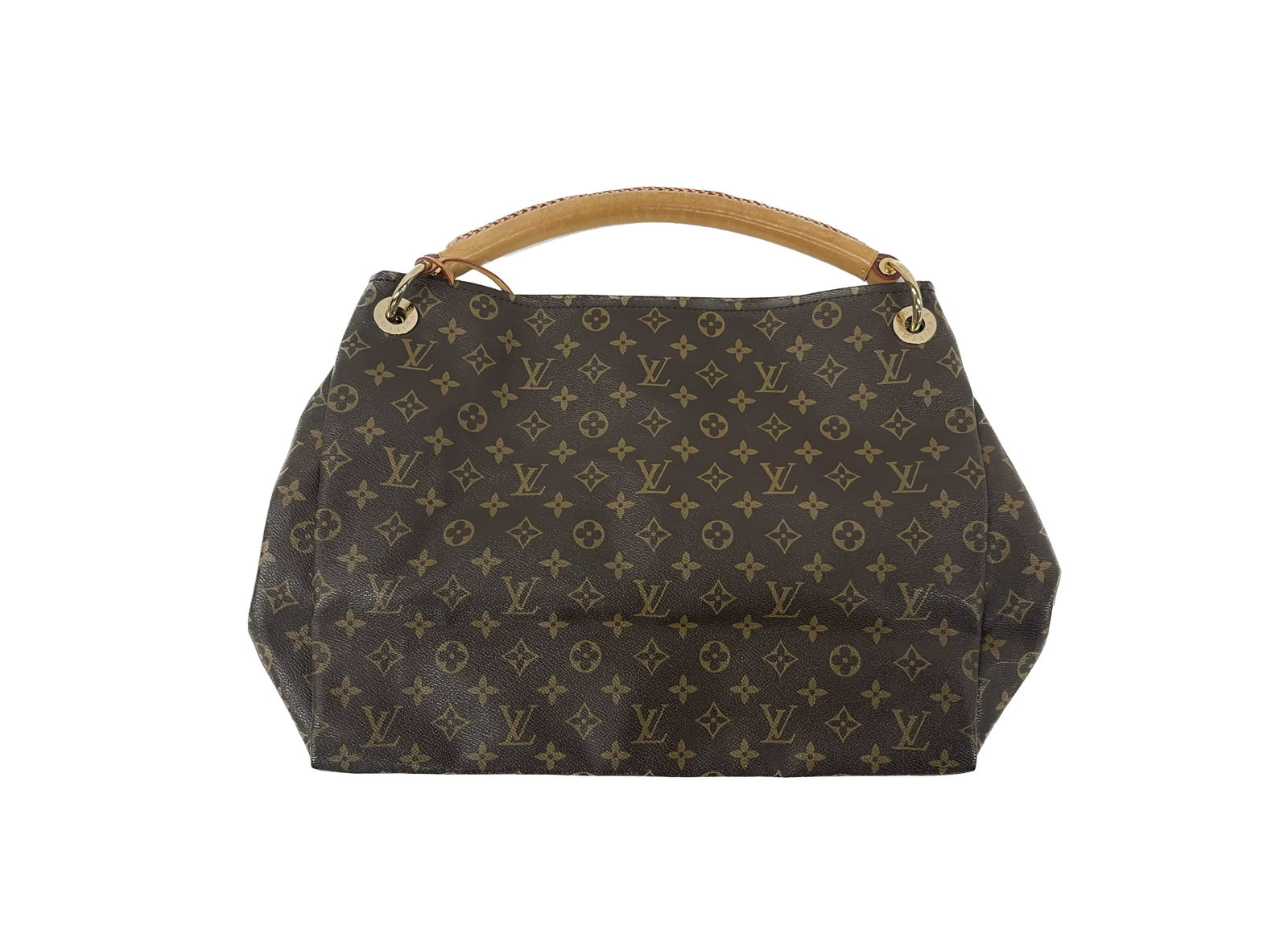 Louis Vuitton Artsy MM Handbag: Authentic Louis Vuitton France Artsy MM Monogrammed Handbag Shoulder Bag Moyen Modele or Medium Vachetta Leather Trim & Gold Tone Hardware With a Leather Tag Marked "Louis Vuitton Paris made in France
