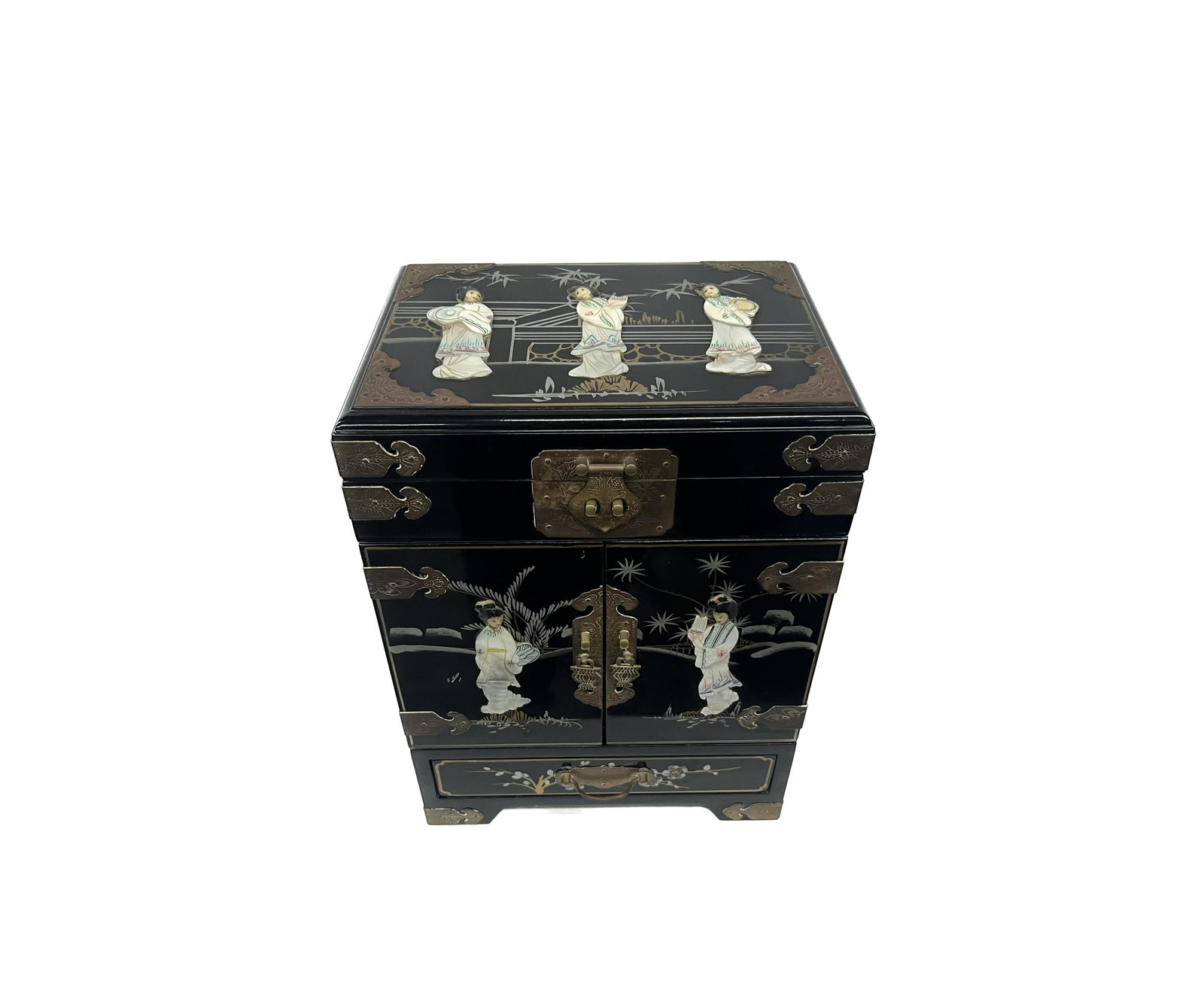 Chinese Black Lacquer & Mother of Pearl Jewelry Box (1 of 10)