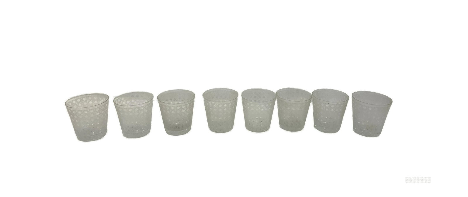 Tiffany & Co Set of 8 Crystal Glasses: Tiffany and Co. Complete Set of Eight Crystal Drinking Glasses 4 Inches Tall 4 Inches in Diameter sangria wine cognac whiskey on the rocks ice mcm mid century modern art Out of a New York City Penthou