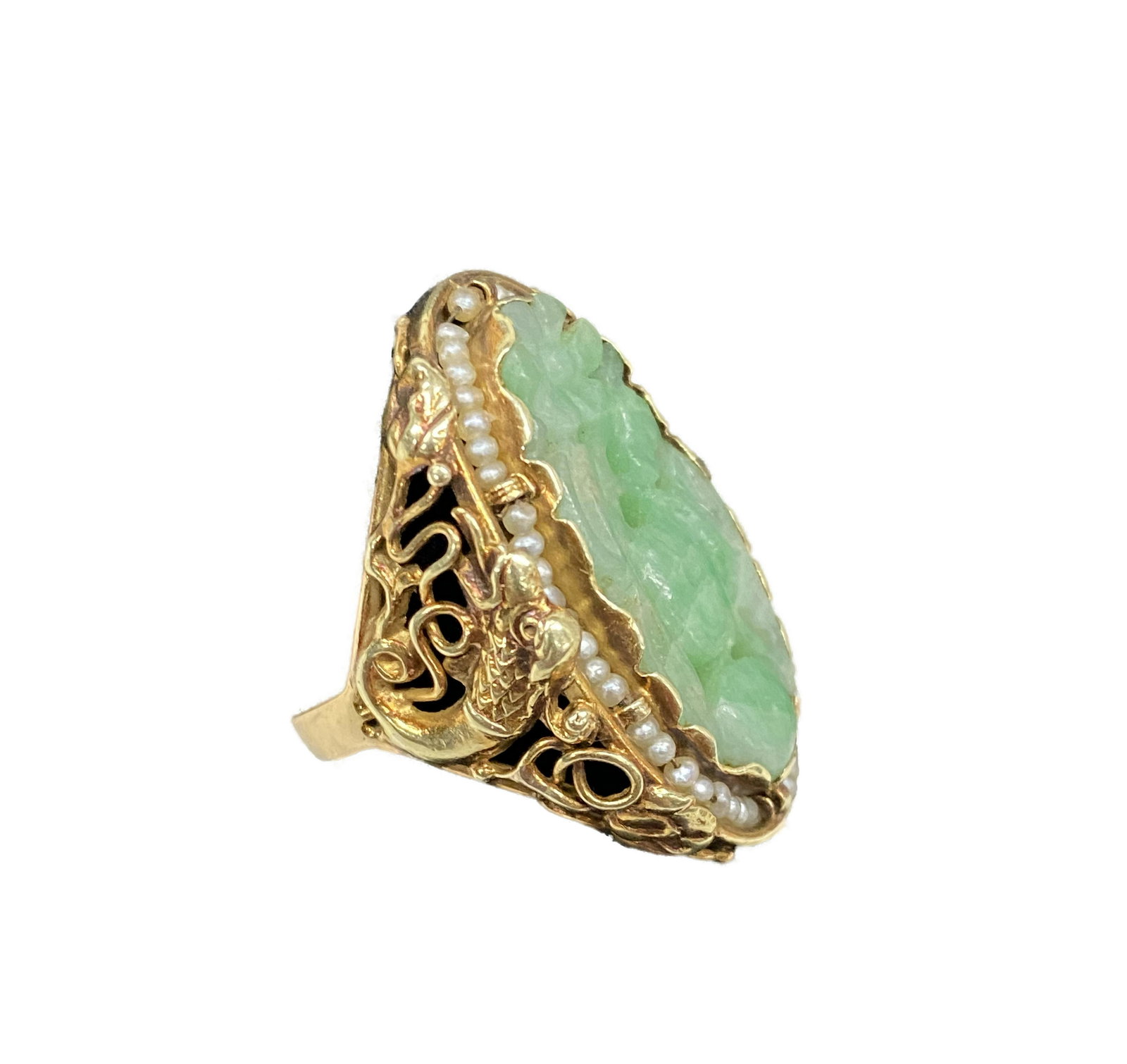 14k Gold w Jade and Pearl Ring (1 of 3)