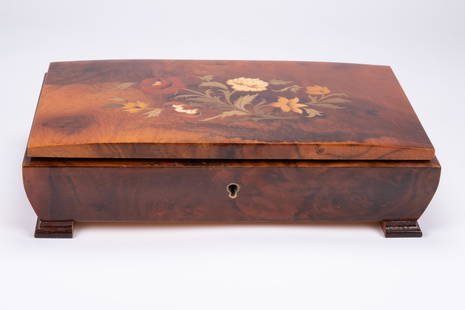 Italian Inlaid Sorrento Jewelry Music Box: Italian Inlaid Sorrento Jewelry Music Box Wood Hand Made 2.75" H 10.5" L 6.25 W In Overall Good Condition Please look at Photos Closely Out of a New York City Estate