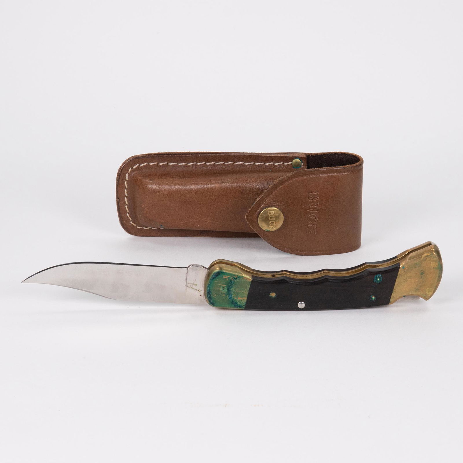 Buck 110 Hunting Knife w/ Leather Scabbard (1 of 4)