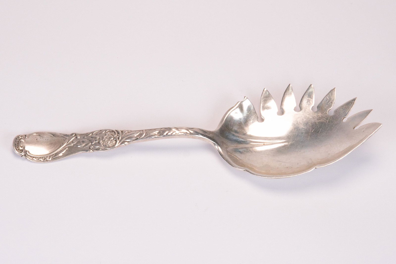 Antique Sterling Silver Macaroni Serving Spoon (1 of 3)