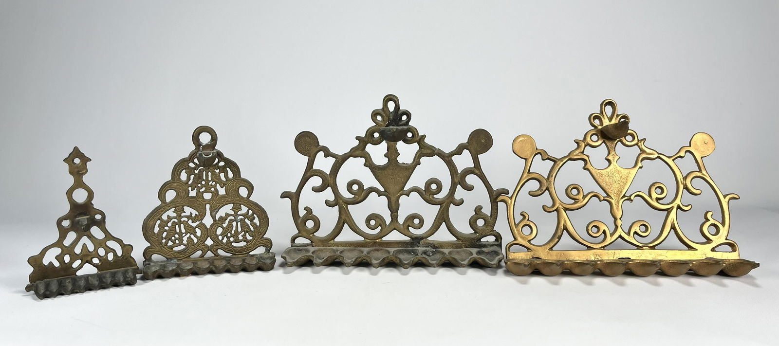Antique Judaica Menorah Hanukkah Hanging Brass Lot (1 of 5)