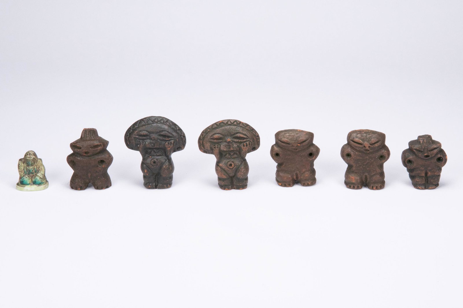 Taino Gods & Other Figures Lot: Lot Of Taino Gods and Other Figurine Sculpture Total of Seven Figures 1.5 to 1.75 Inches tall In Overall Good Condition Please look at Photos Closely Out of a New York City Estate