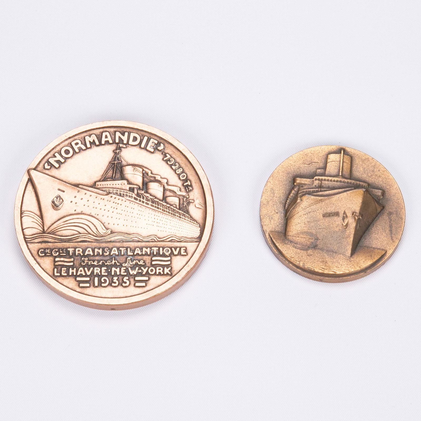 Large Bronze Medal USS Normandie Lot (1 of 2)
