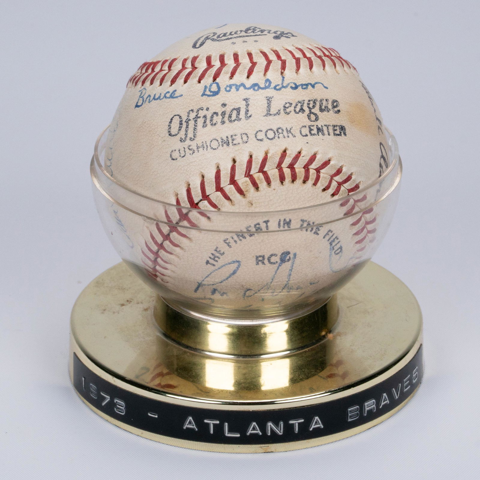 1973 Atlanta Braves Signed Baseball Hank Aron Jim Panther etc (1 of 6)