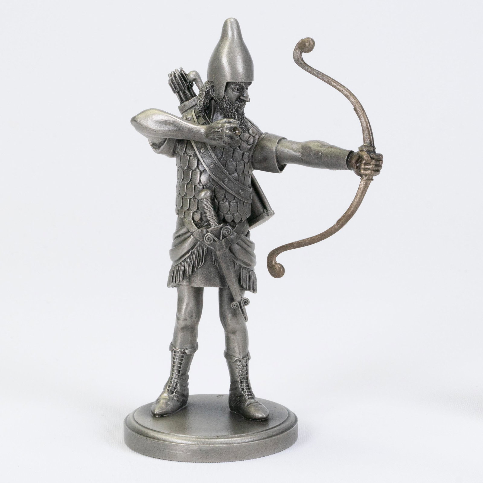Lance Pewter Assyrian Warrior: Lance Pewter Assyrian Warrior 5" H In Overall Good Condition Please look at Photos Closely Out of a New York City Estate