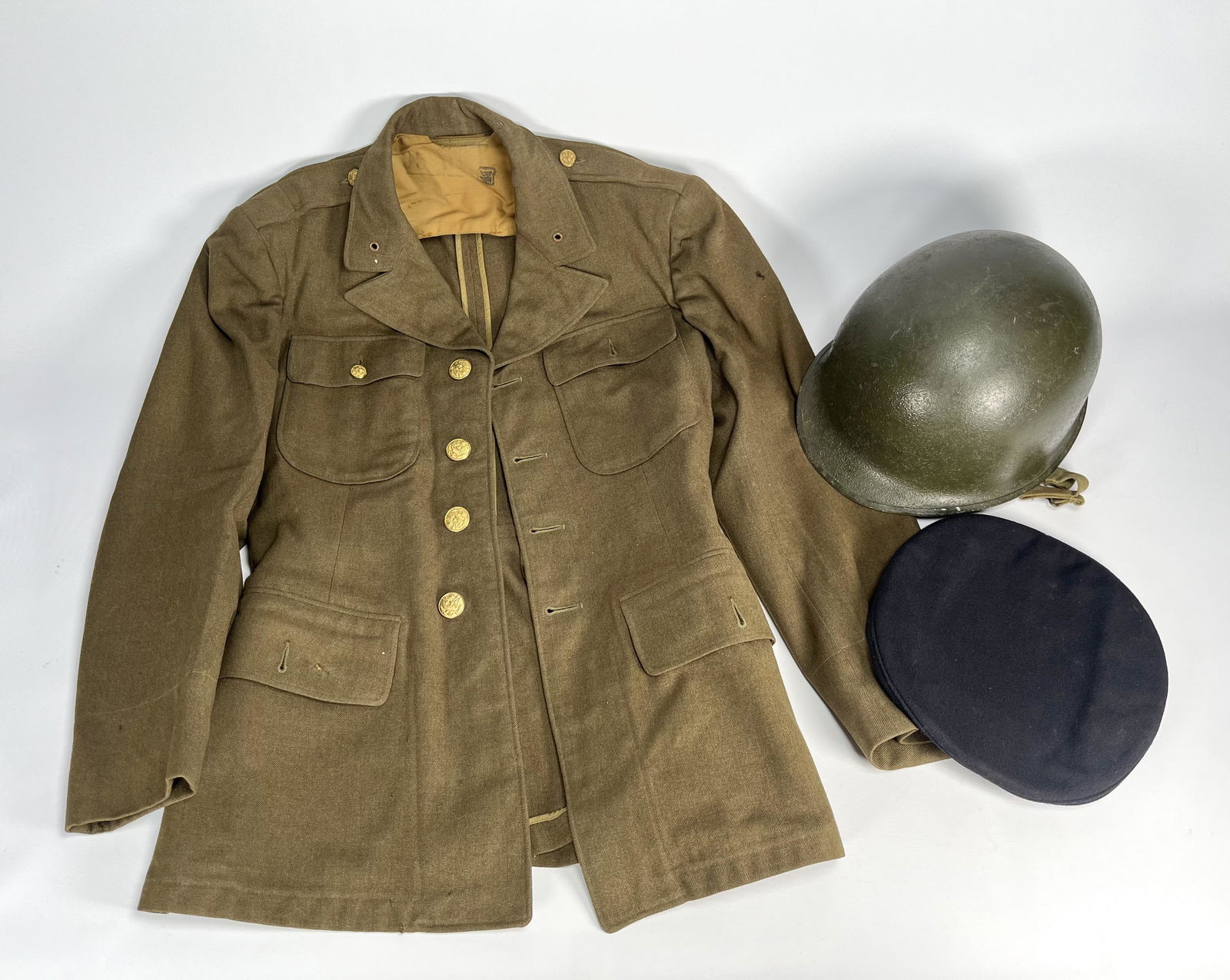 WWII Helmet Coat and Navy Cap (1 of 7)