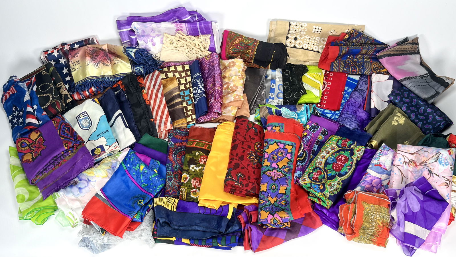 Large Lot of Vintage Scarves 50 + (1 of 9)