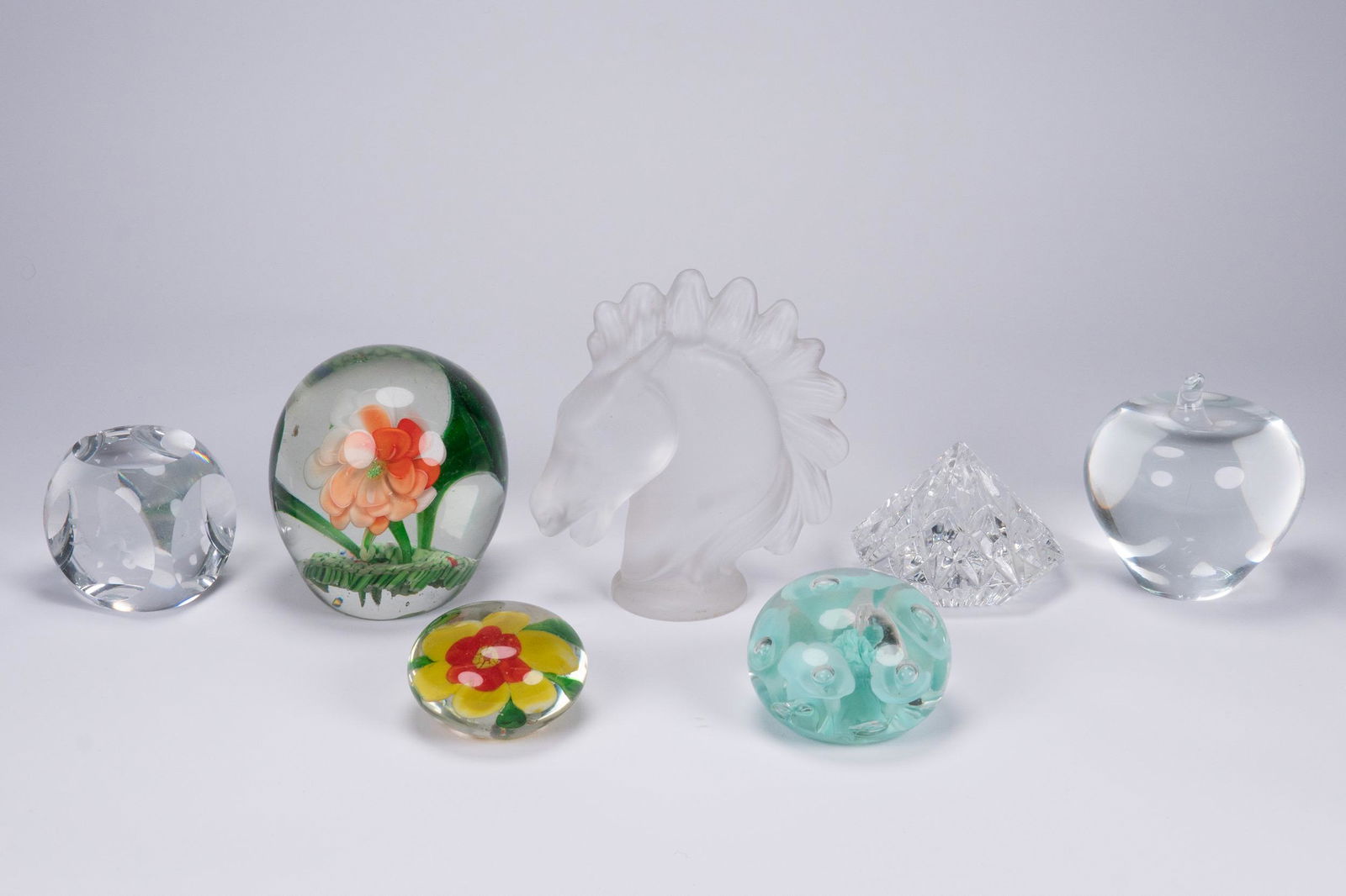 Glass Frosted paperweight Floral Animal and Diamond Lot (1 of 1)