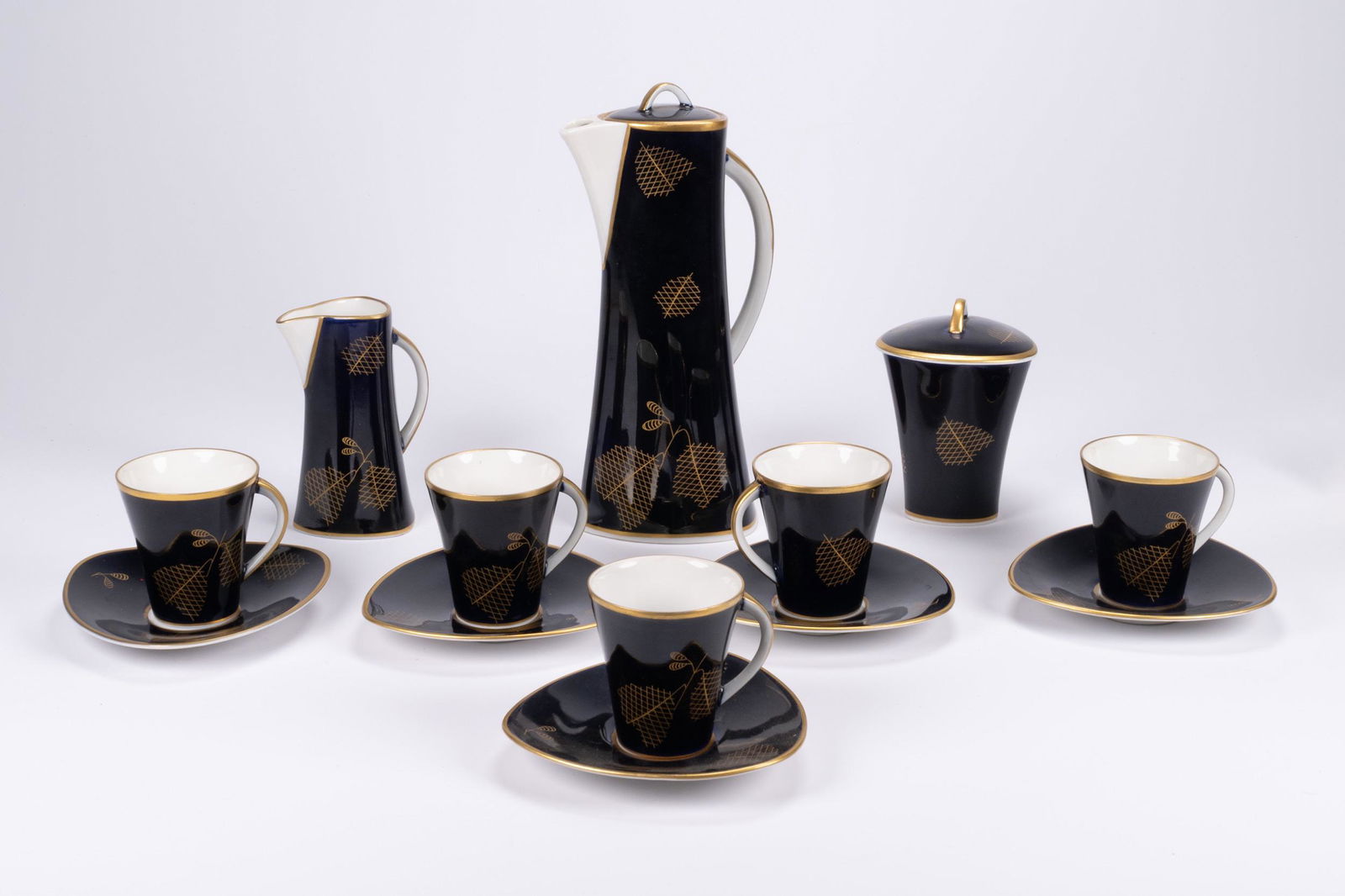 Echt Weimer Kobalt Gold Demitasse Set for 4 (1 of 5)