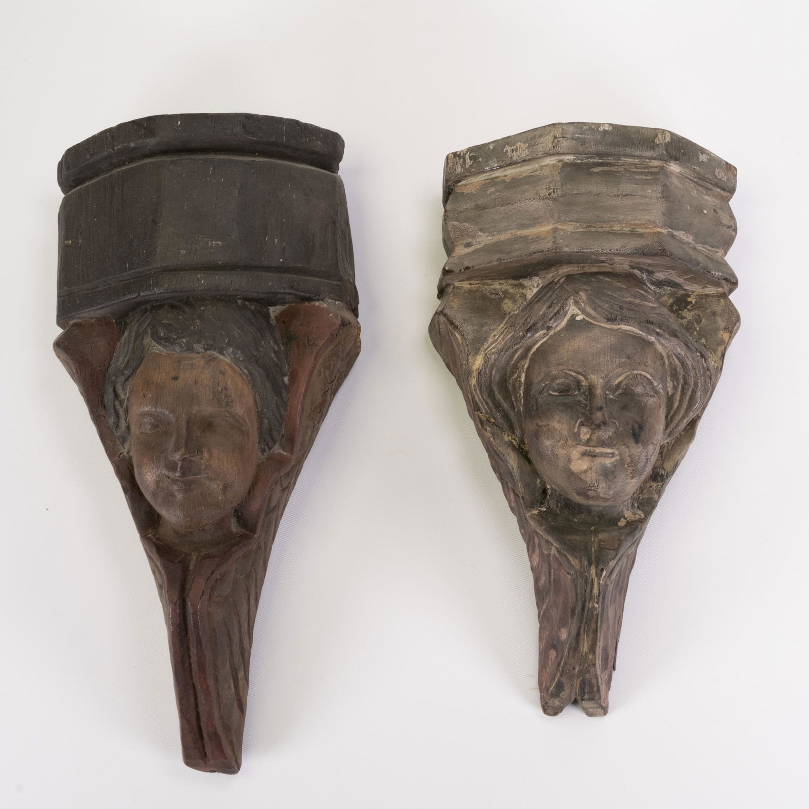 Wood Sconce Boy & Girl Cupid & Cherub Pair (1 of 5)