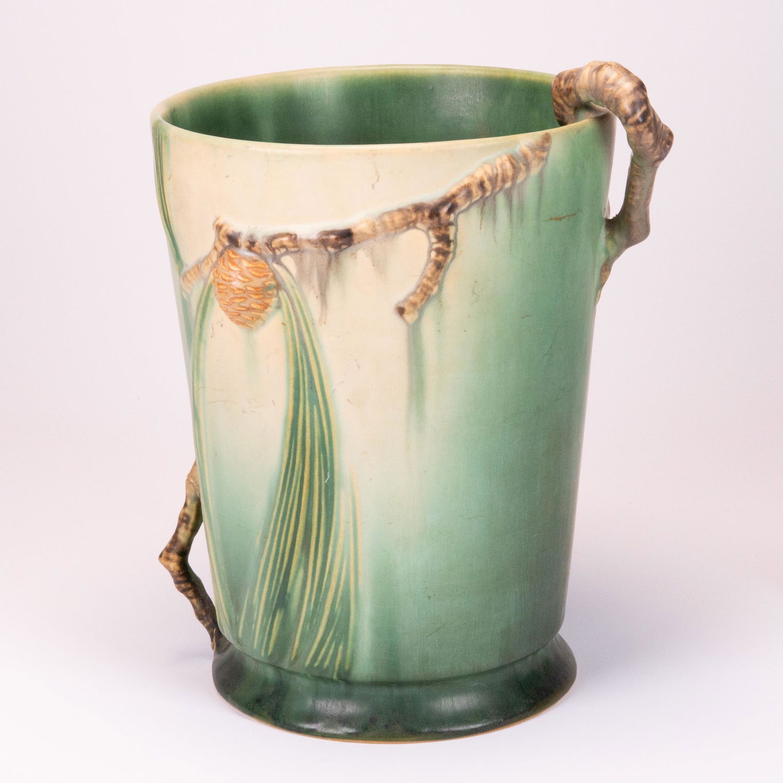 Roseville Pottery Pinecone Green Glaze Vase (1 of 4)