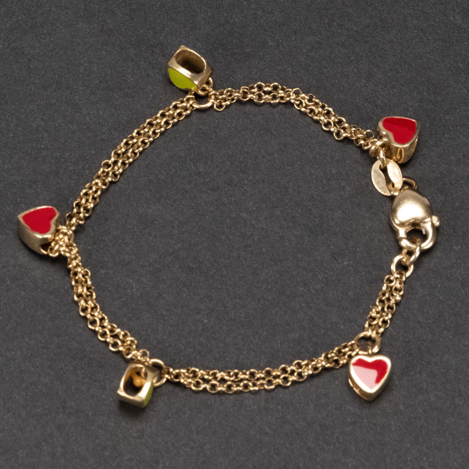 14k Gold & Enamel Heart Bracelet (1 of 2)