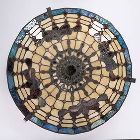 Art & Craft Stained Slag Art Glass Lamp Shade (1 of 4)