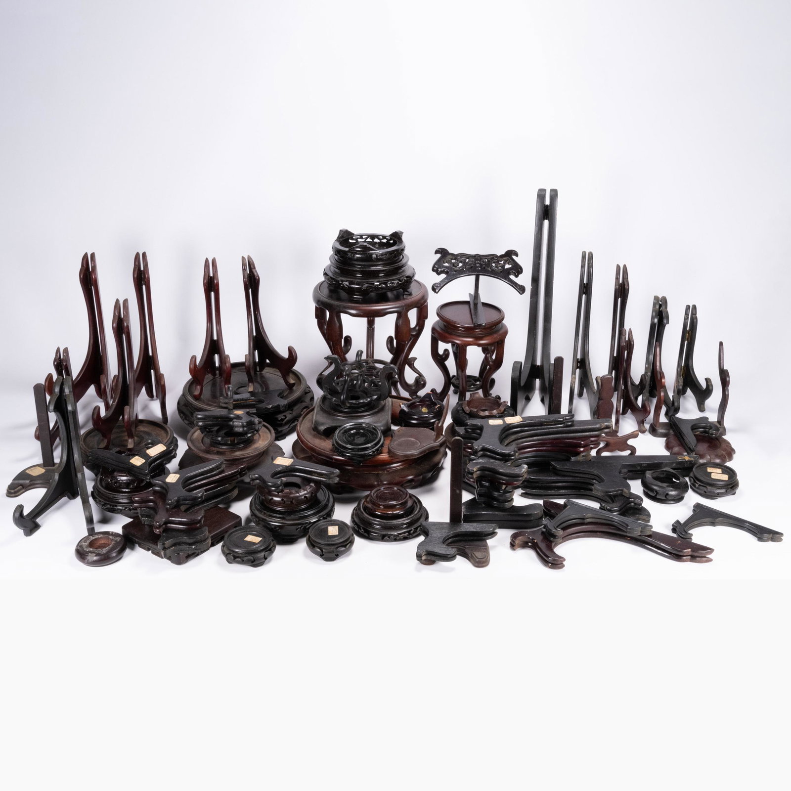 Chinese Large Assortment of Wooden Stands 69 Pieces Lot (1 of 5)