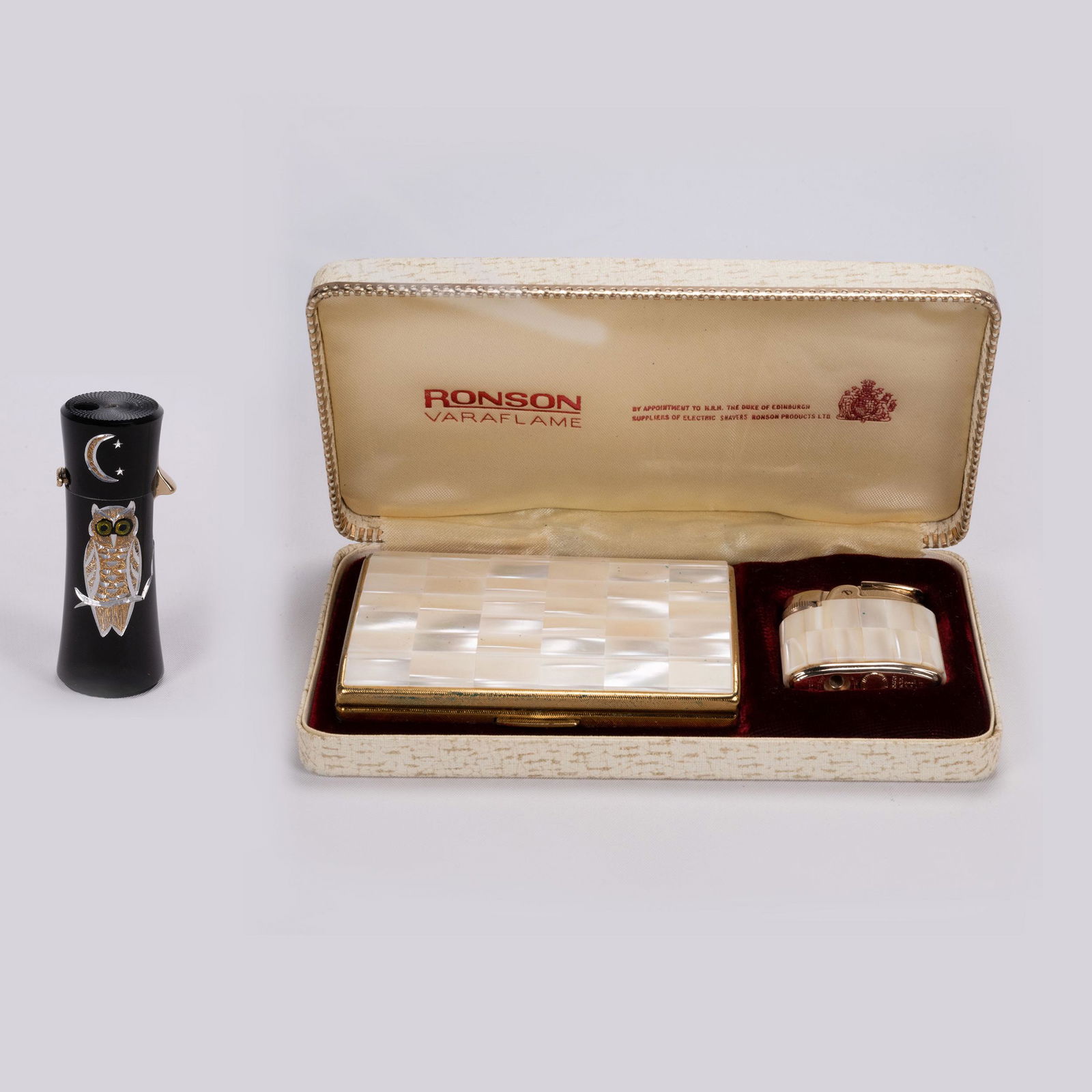 1960s Ronson Lighter & Cigar Set Owl Lighter (1 of 8)