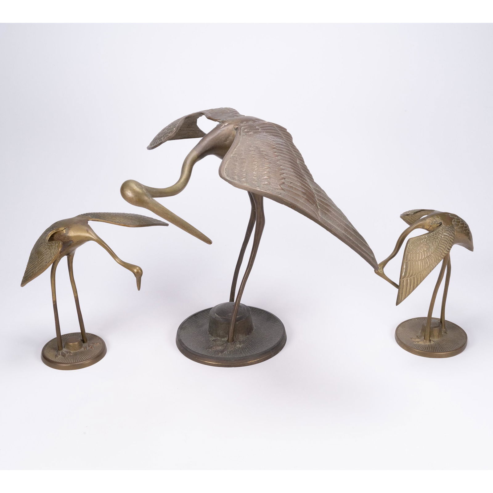 Chinese Bronze Crane Bird Figurine Lot (1 of 4)