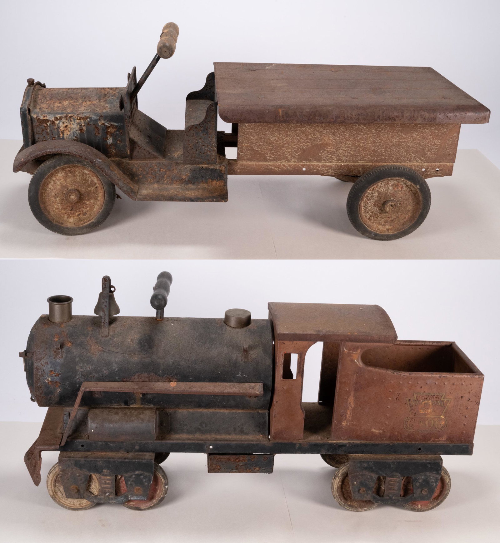 Keystone Ride On Fire Truck & Flatbed Metal Toy Lot (1 of 8)