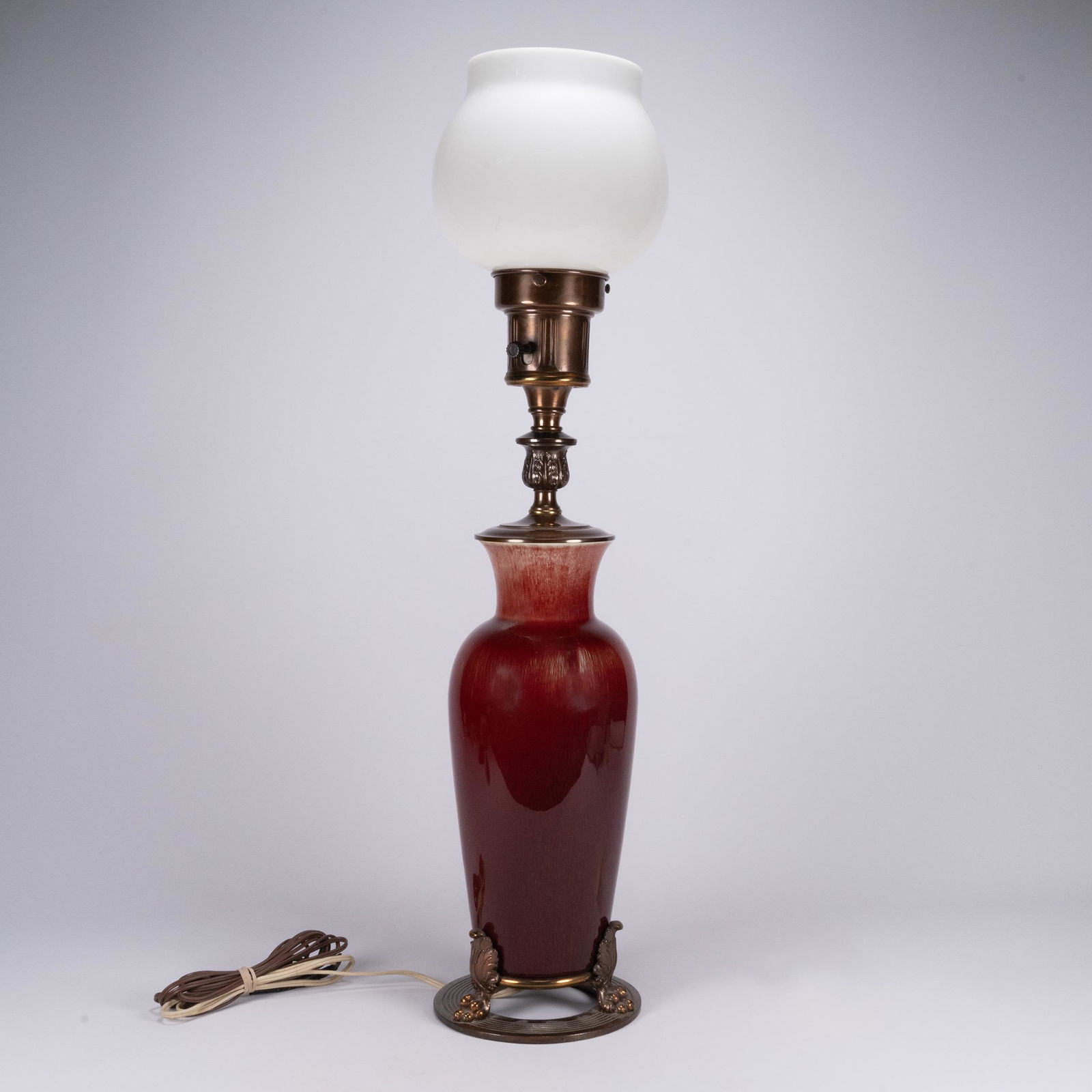 Chinese Oxblood Ceramic Vase Mounted as Lamp (1 of 9)