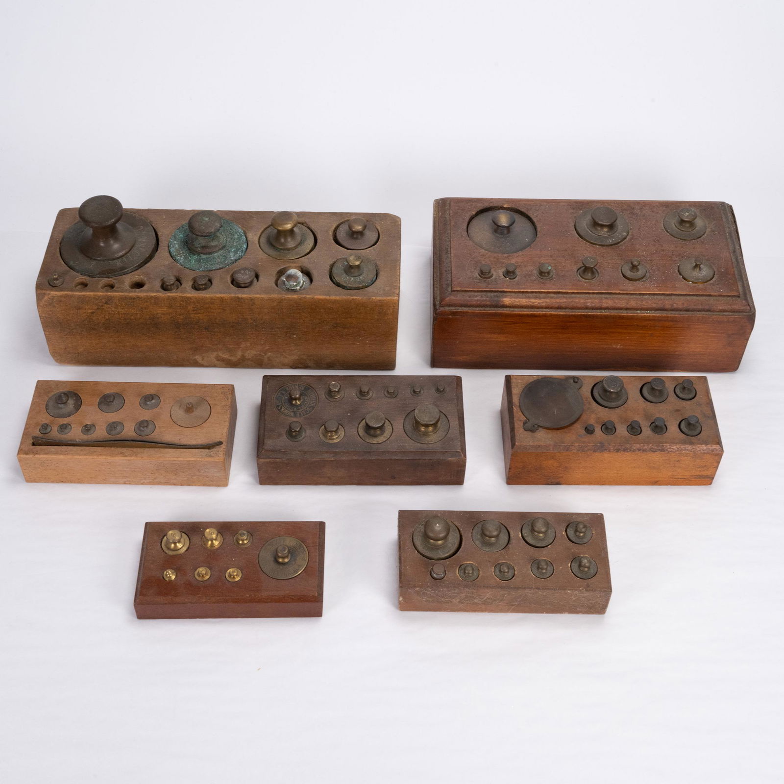 Bronze Scale Weights w/ Wood Case Lot (1 of 7)