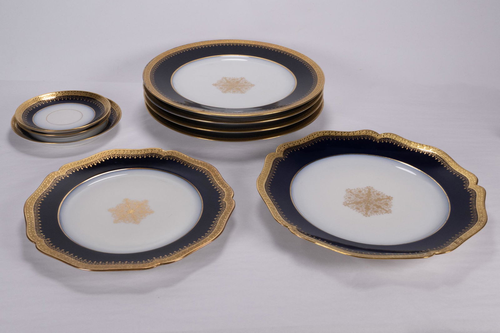 French Wm Guerin Limoges Cobalt Porcelain Plate Set for Eight (1 of 8)