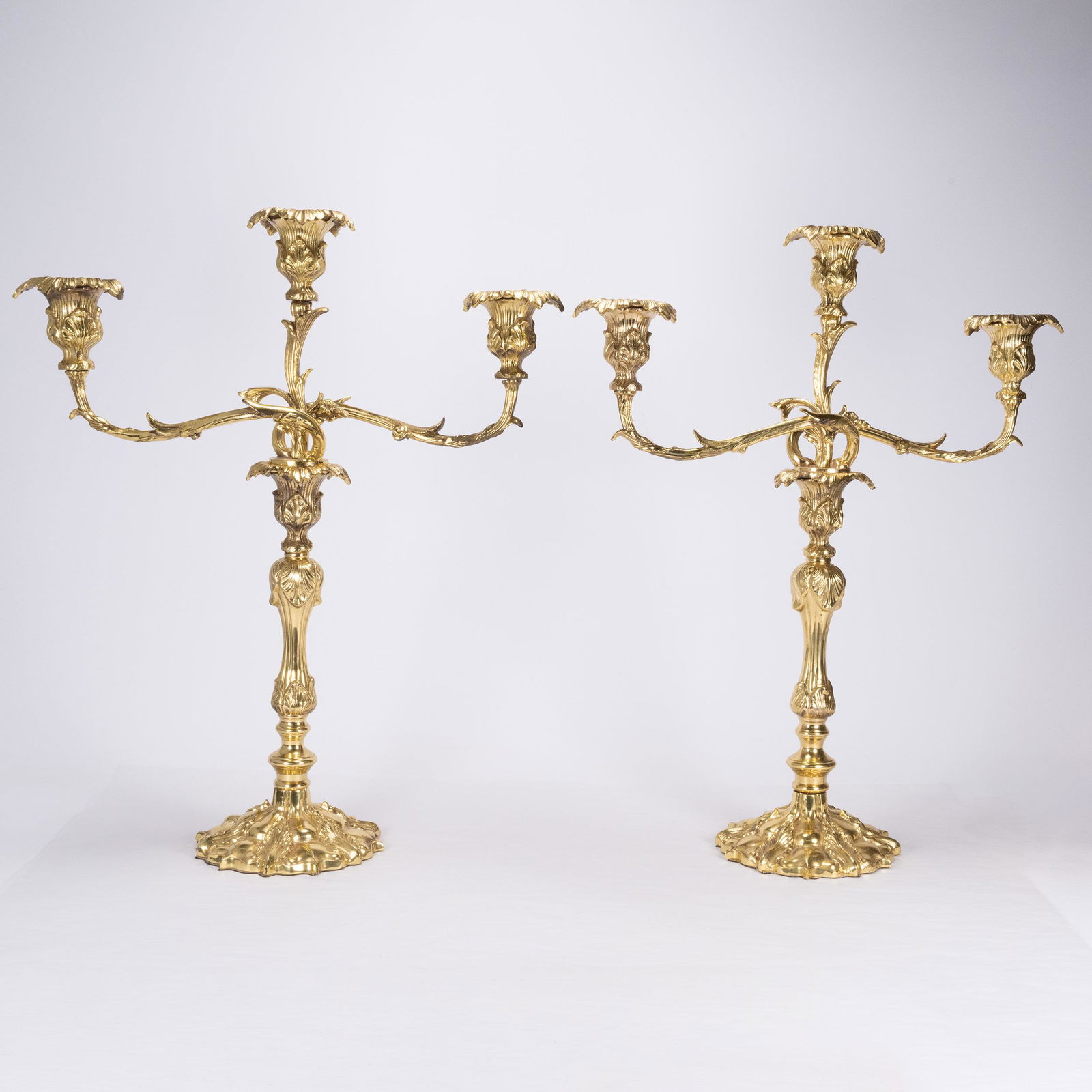 Gilt Bronze Three Arm Candelabra Pair (1 of 3)