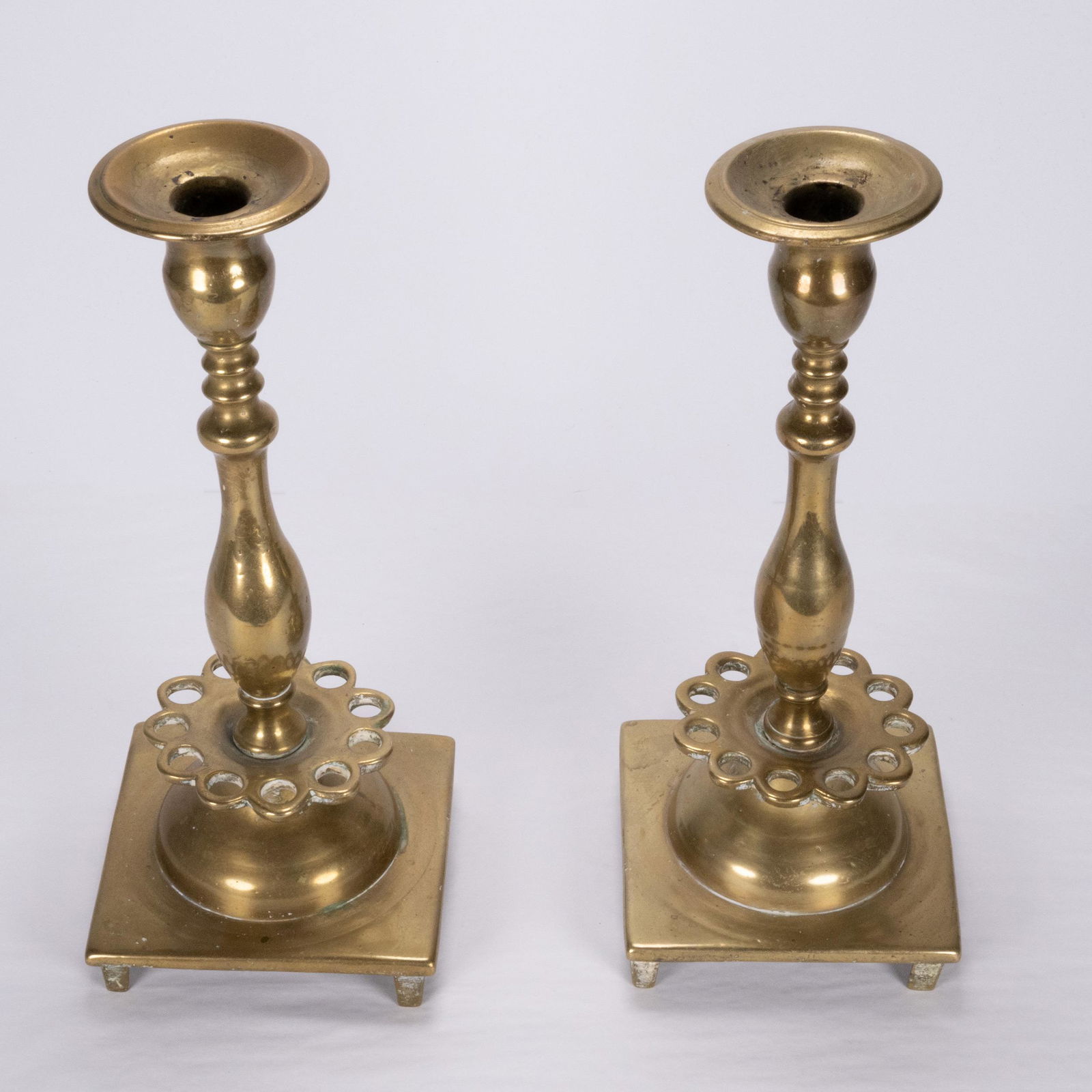 Judaica Polish Shabbath Bronze Candlestick Pair (1 of 4)