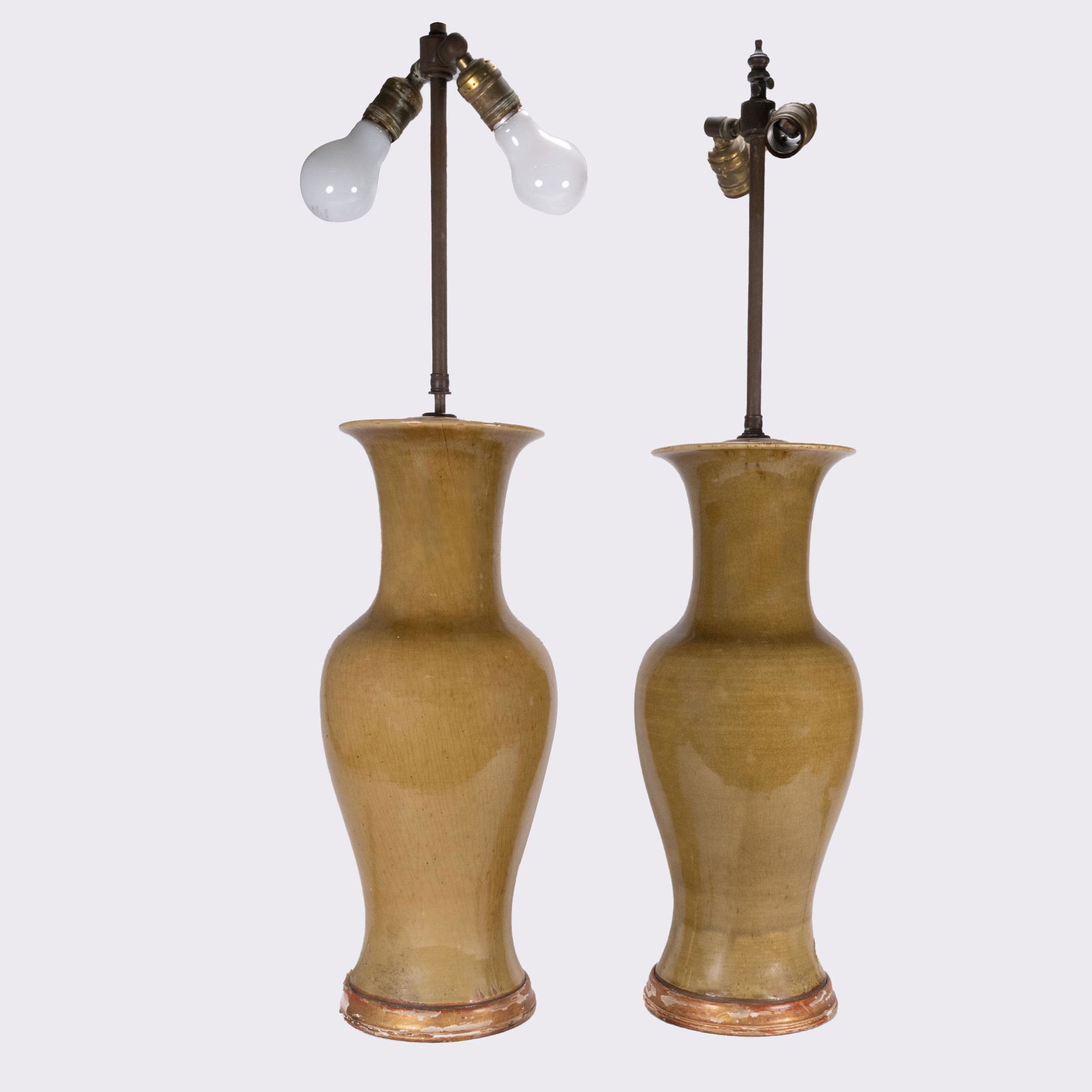 Chinese Imperial Celadon Vase Mounted as Lamp Pair (1 of 4)