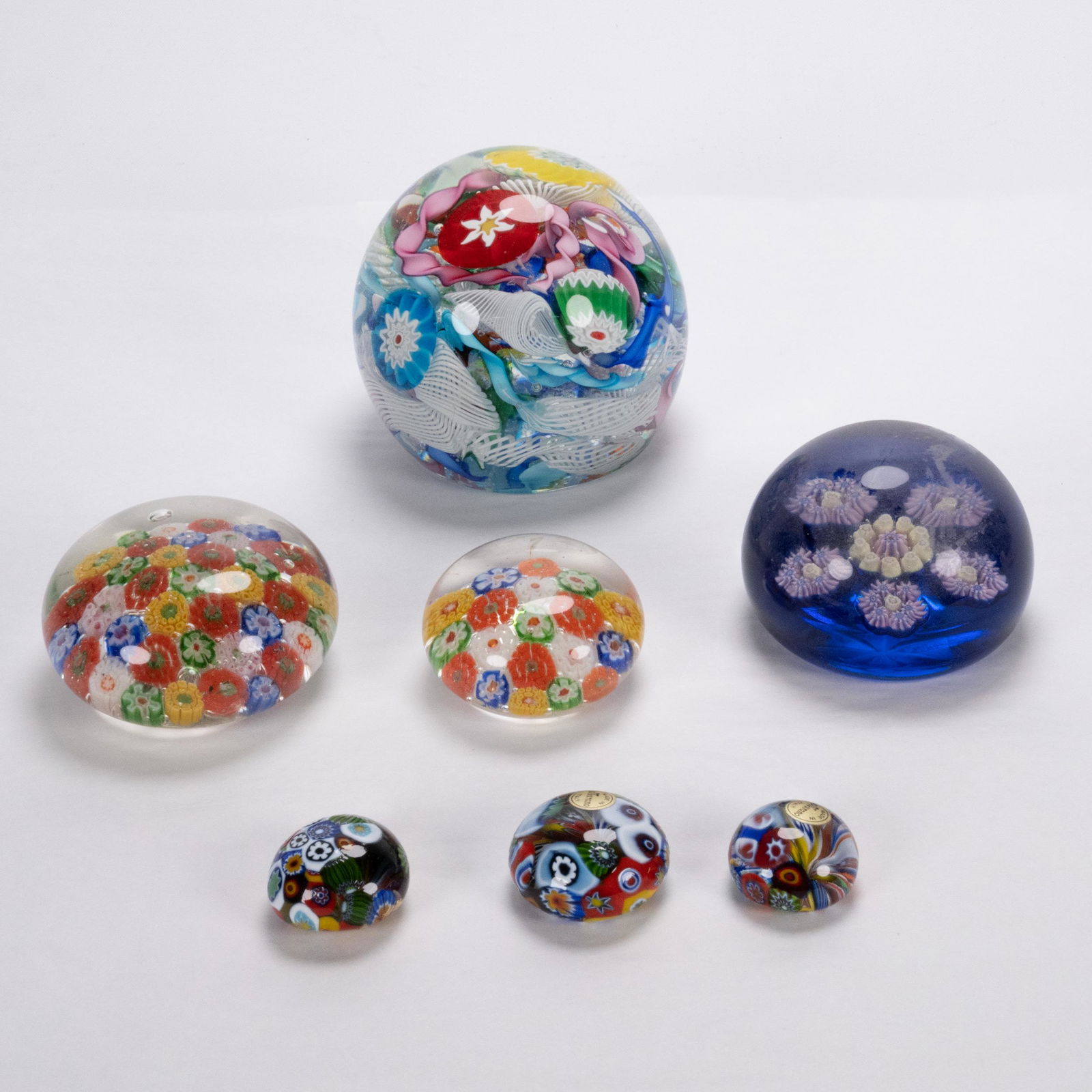 Murano Art Glass Millefiori Paperweight Lot (1 of 7)