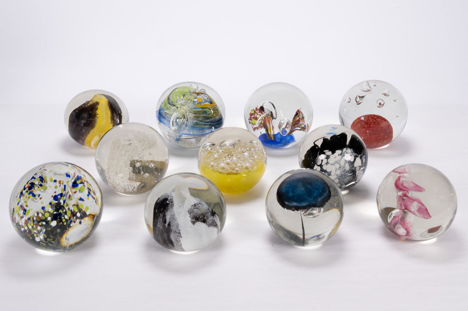 Art Glass Paperweight Lot Swirls Sprinkles Floral (1 of 5)