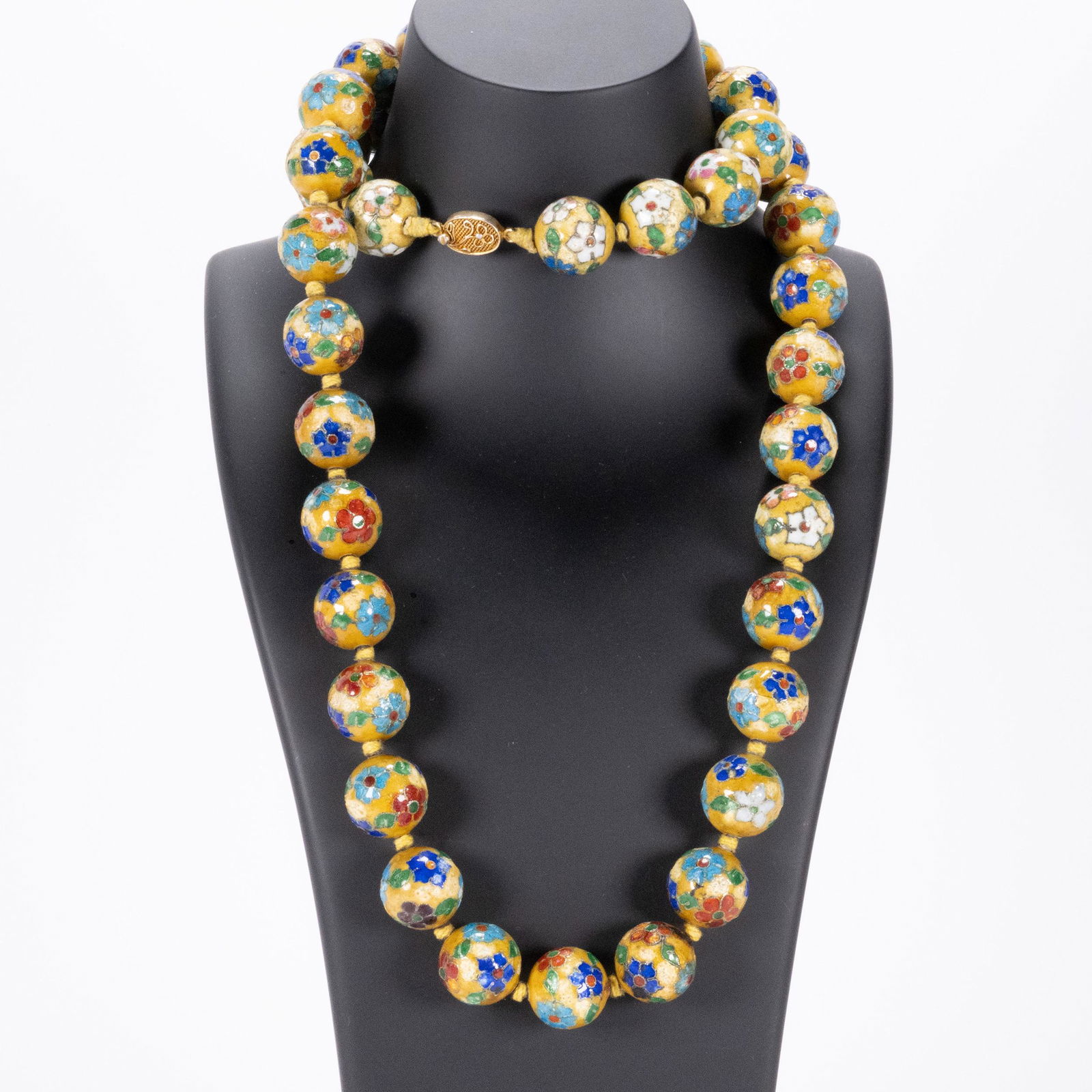 Chinese Cloisonne Sphere Beaded Silver Necklace (1 of 3)