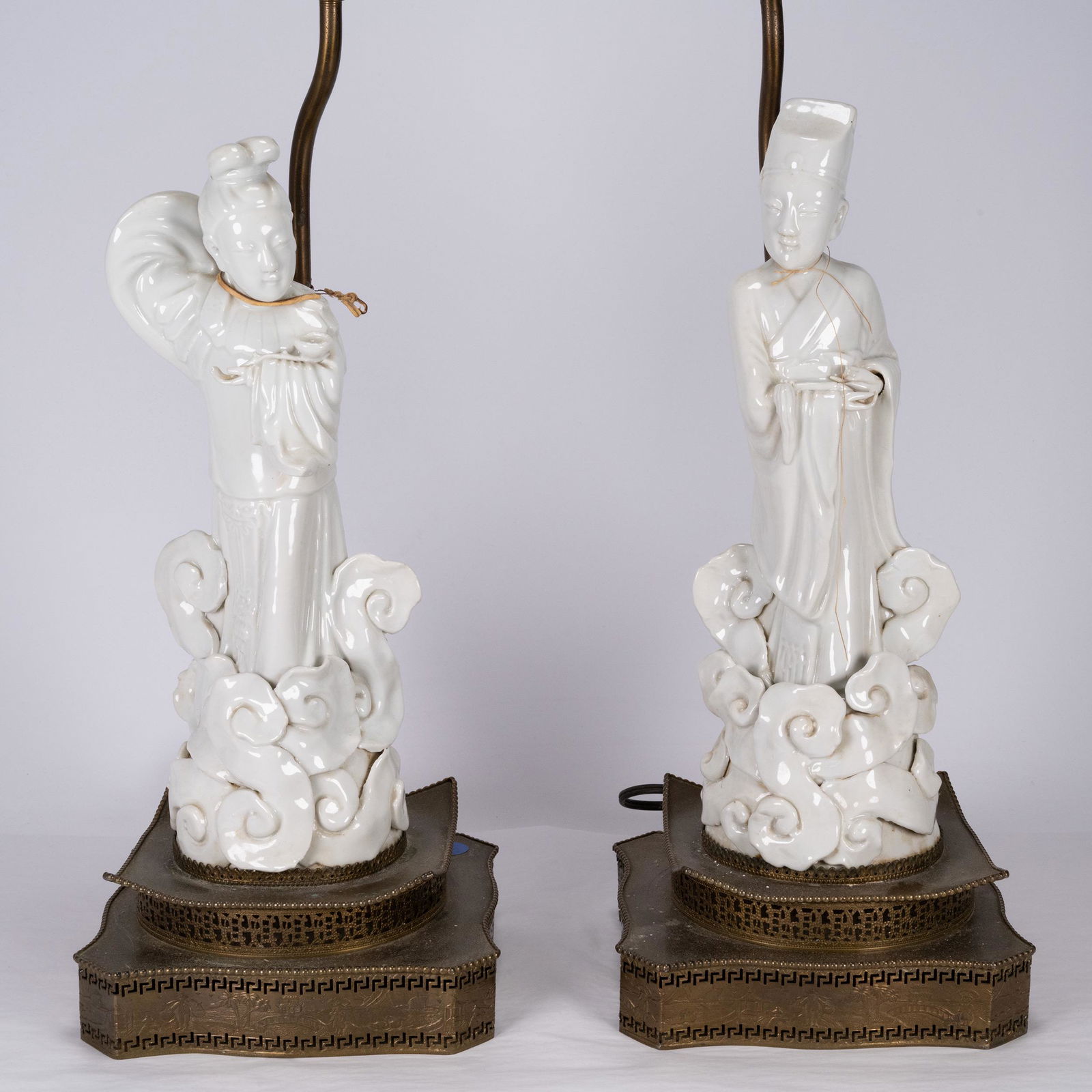 Chinese Blanc de Chine Figurine Mounted as Lamp Pr (1 of 5)