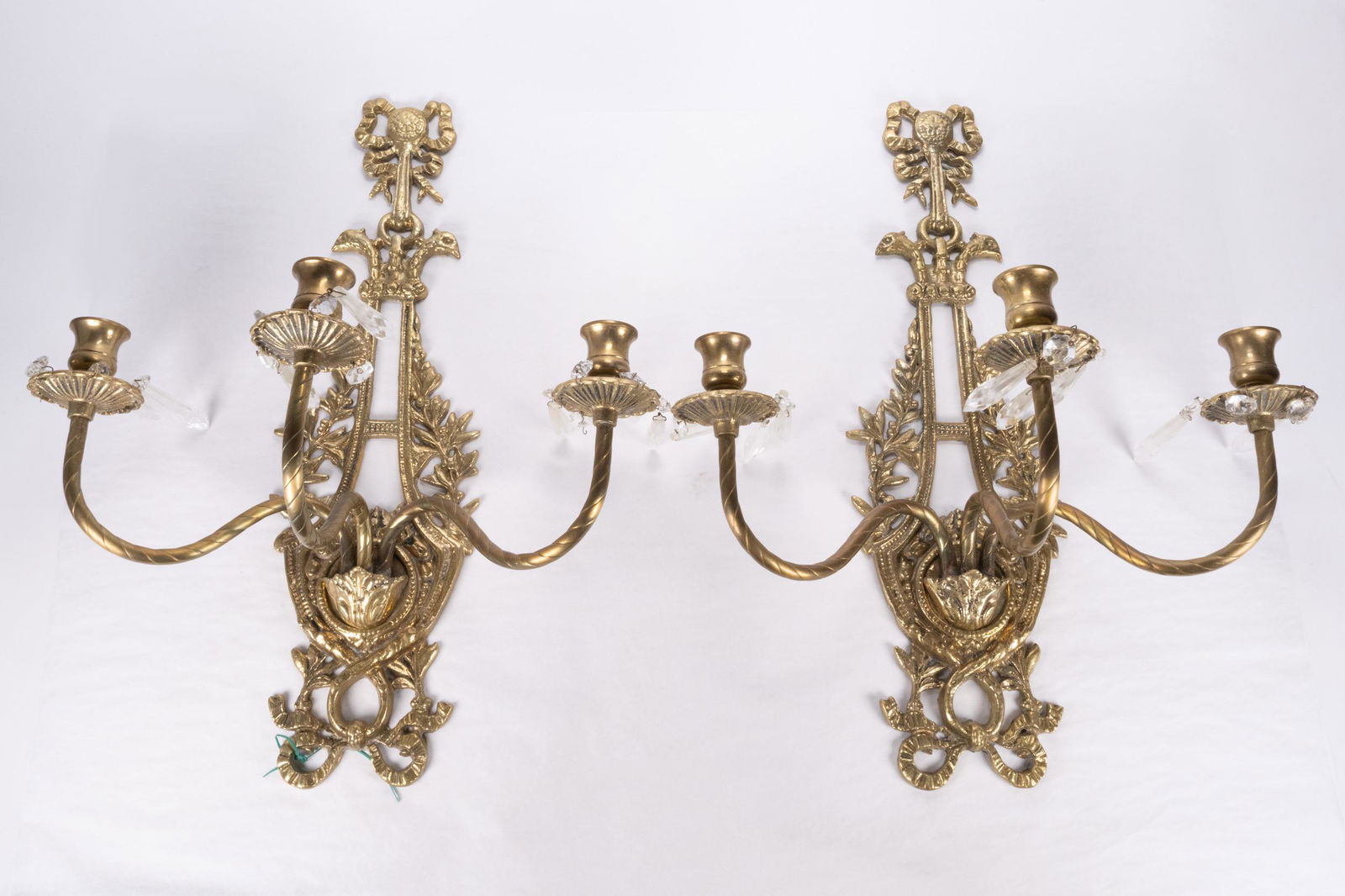 French Bronze Three Arm Wall Sconce Pair (1 of 4)