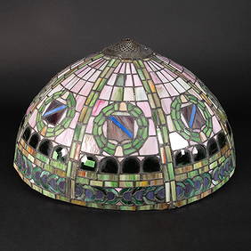 Art & Crafts Stained Glass Leaded Lamp Shade (1 of 3)